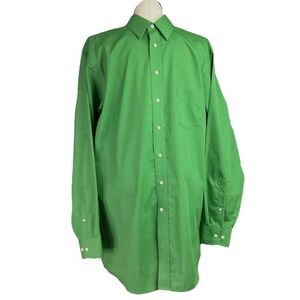 Stafford Super Shirt Men 17 35 37 X Tall Green Performance Long Sleeve Blend